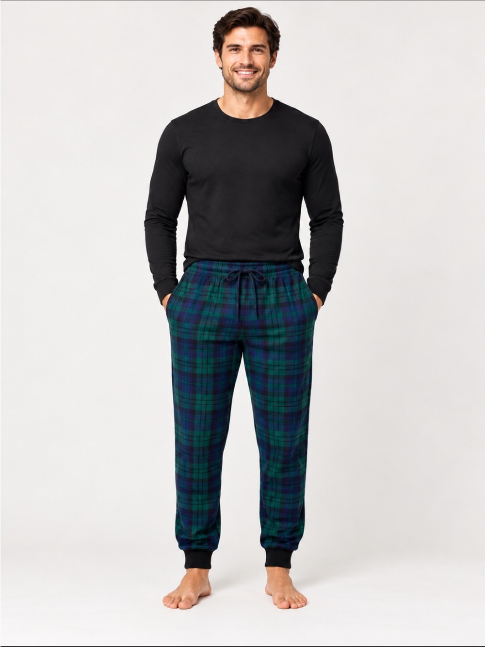 LandsEnd Men's Tall Flannel Jogger Pajama Pant 100% Cotton
